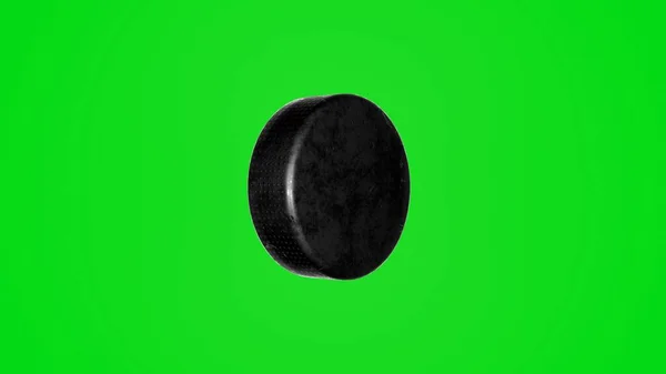 Hockey Puck Isolated Chromakey Background Realistic Hockey Attribute Close Sport — Fotografia de Stock