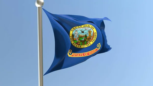 Idaho Flag Flagpole Flag Fluttering Wind Usa National Flag — Stock Photo, Image