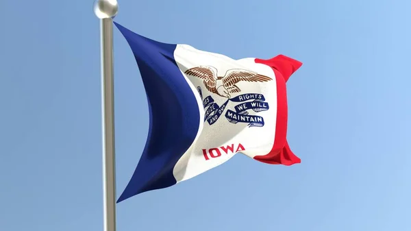 Iowa Flag Flagpole Flag Fluttering Wind Usa National Flag — Fotografia de Stock