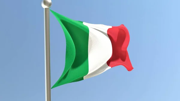 Італійський Прапор Флагштоку Італійські Прапори Пурхають Вітрі Національний Прапор — стокове фото
