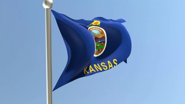 Kansas Flag Flagpole Flag Fluttering Wind Usa National Flag — Fotografia de Stock