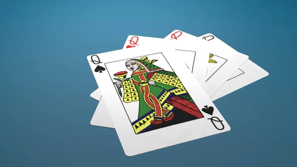 Quads ladies. Cards on table. Poker concept Game
