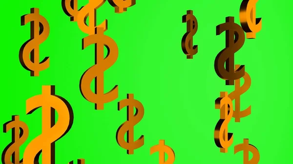 Golden Dollar currency signs on chromakey background. USA money. USD. Dollar.
