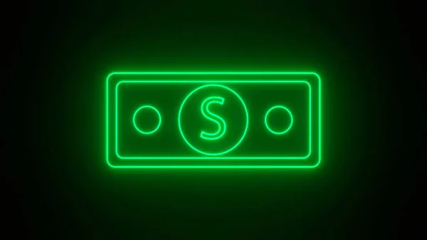 Neon Dollar Banknote Sign Luminous Finance Symbol Usd — Photo