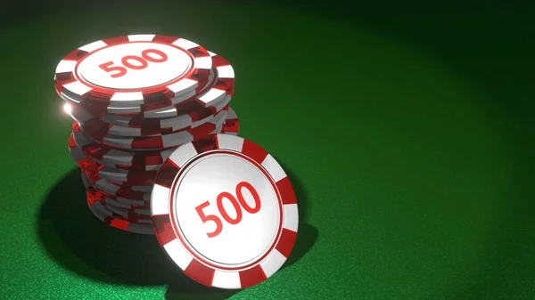 Покерні Фішки Ігровому Столі Концепція Казино Стек Покерних Фішок Покеру — стокове фото