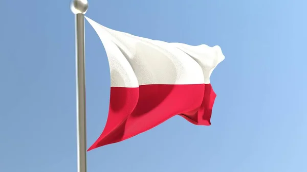 Польский Флаг Флагштоке Флаг Польши Развевается Ветру Государственный Флаг — стоковое фото