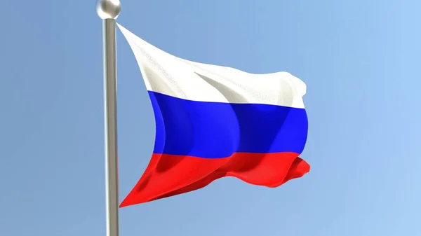 Russian Flag Flagpole Russian Federation Flag Fluttering Wind National Flag — Stock Photo, Image