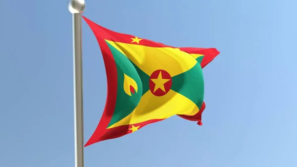Grenadian Flag Flagpole Waving Wind Grenada National Flag National Flag — Stok fotoğraf