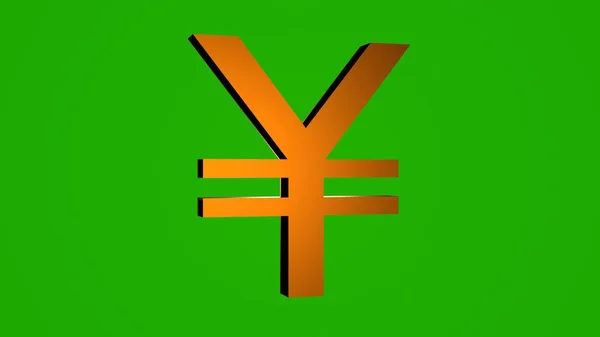 Golden Japanese Yen or Chinese Yuan sign on chromakey background. Yuan.