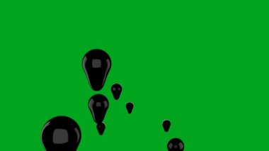 Many black air balloons fly up on chromakey background. Baloons.