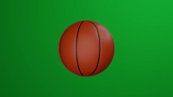 Pallone Basket Classico Ruota Sfondo Verde Chiave Cromatica — Video Stock