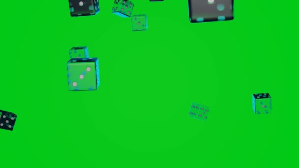 Blue Dice Falling Chromakey Background Casino Concept Gambling — Stok video