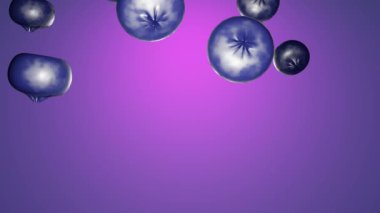 Beautiful blueberry background. Many berries on purple backdrop. Video footage suitable for food promotion.