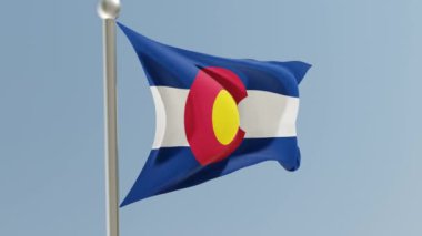 Colorado flag on flagpole. CO flag fluttering in the wind. USA. National flag.