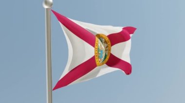 Florida flag on flagpole. FL flag fluttering in the wind. USA. National flag.