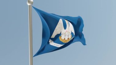 Louisiana flag on flagpole. LA flag fluttering in the wind. USA. National flag.