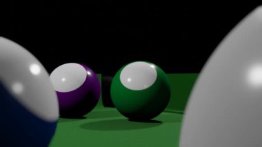 Balls on a billiard table. Ball flies into the hole. Billiards. Pool table. Sport concept.