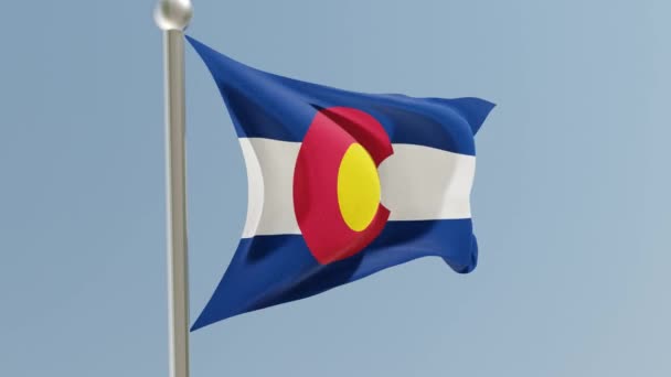 Σημαία Κολοράντο Κοντάρι Σημαία Κυματίζει Στον Άνεμο Ηπα Εθνική Σημαία — Αρχείο Βίντεο