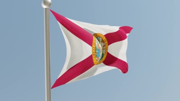 Florida Flag Flagpole Flag Fluttering Wind Usa National Flag — Stock video