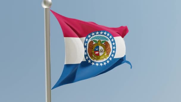 Missouri Flag Flagpole Flag Fluttering Wind Usa National Flag — Video