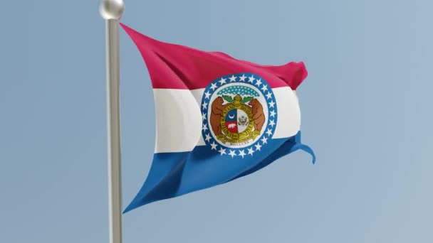 Missouri Flag Flagpole Flag Fluttering Wind Usa National Flag — Video Stock