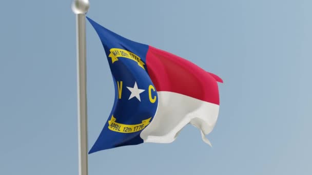 North Carolina Flag Flagpole Flag Fluttering Wind Usa National Flag — Wideo stockowe