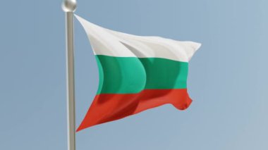 Bulgarian flag on flagpole. Bulgaria flag fluttering in the wind. National flag.