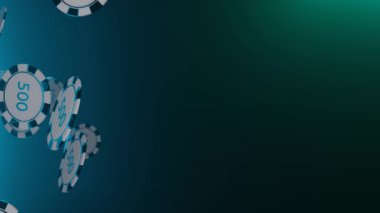 Falling Poker Chips. Colorful chips on gradient background. Online casino concept. Gambling.