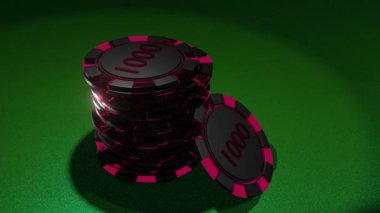 Kumar masasında poker fişleri. Kumarhane kavramı.