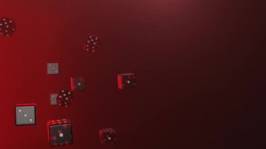 Red dice falling down on gradient background. Gambling concept. Casino.
