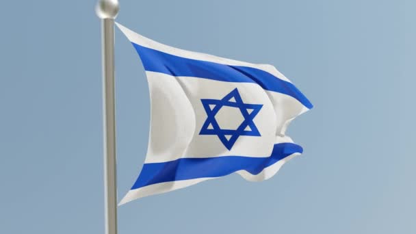 Bandeira Israelita Mastro Bandeira Israel Balançando Vento — Vídeo de Stock