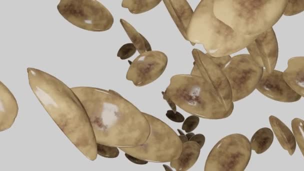 Many Peanut Flying Camera White Background Nuts — Vídeo de Stock
