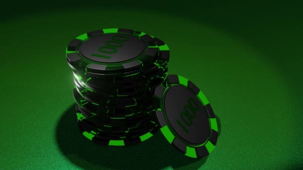 Pokerchips Auf Dem Spieltisch Casino Konzept — Stockvideo