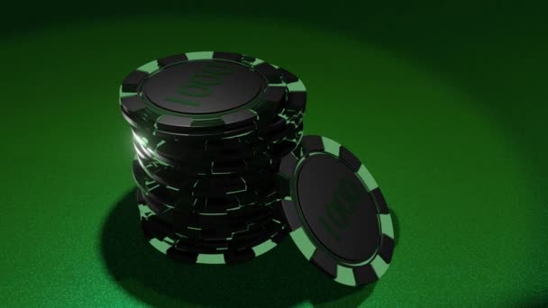 Kumar Masasında Poker Fişleri Kumarhane Kavramı — Stok video