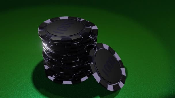 Fichas Póquer Mesa Juego Concepto Casino — Vídeos de Stock