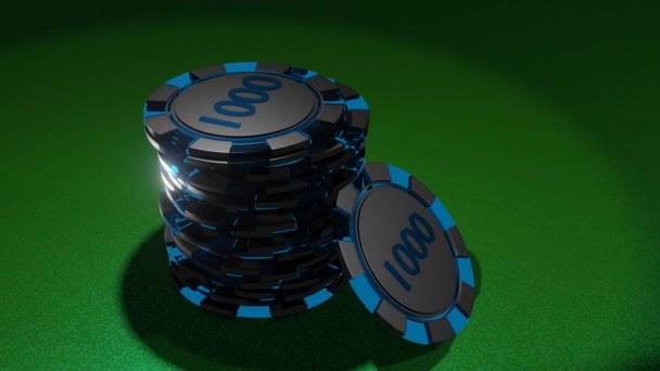 Poker Chips Goktafel Casino Concept — Stockvideo