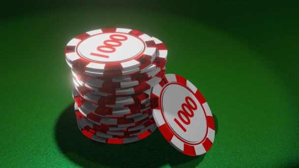 ギャンブルテーブルのポーカーチップ カジノのコンセプト — ストック動画