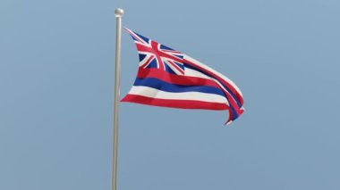 Hawaii flag on flagpole. HI flag fluttering in the wind. USA. National flag.