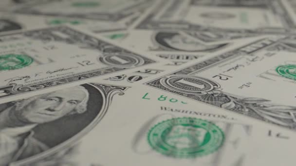 Долар Сша Композицію Фінансове Походження Багато Банкнот Пучечок Грошей Економіка — стокове відео