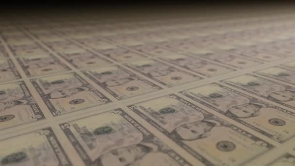 Dollar Bills Money Printing Machine Video Printing Cash Banknotes — Vídeo de Stock