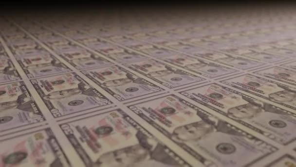 Dollar Bills Money Printing Machine Video Printing Cash Banknotes — Vídeo de Stock
