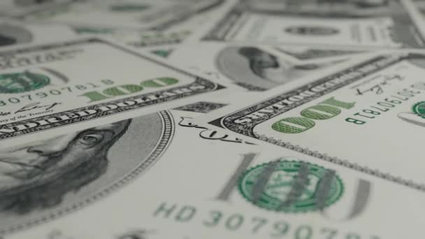 100 Доларів Сша Грошова Композиція Фінансове Походження Багато Банкнот Пучечок — стокове відео