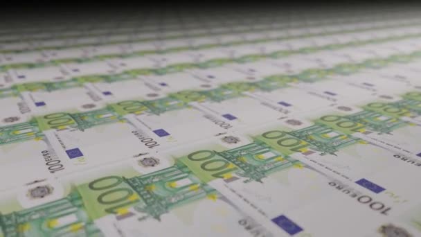 100 Euro Banknotów Maszynie Drukowania Pieniędzy Nagranie Drukowania Gotówki Banknoty — Wideo stockowe