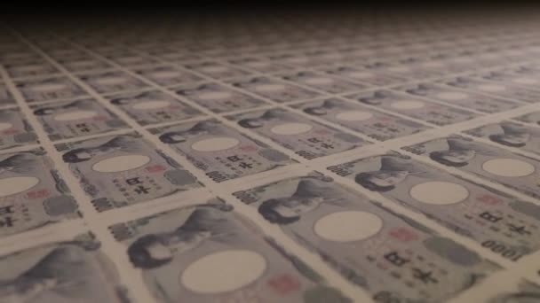 Тысяча Японских Иен Печатной Машине Видео Печати Наличных Денег Банкноты — стоковое видео