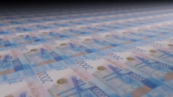 Para Basma Makinesinin 2000 Ruble Faturası Para Basma Videosu Banknotlar — Stok video