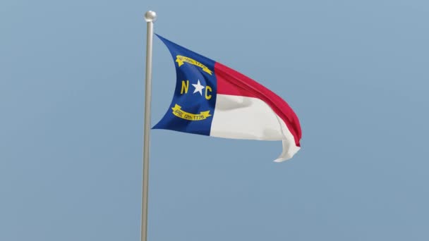 North Carolina Flag Flagpole Flag Fluttering Wind Usa National Flag — Video