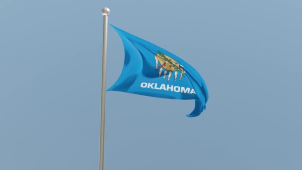 Oklahoma Flag Flagpole Flag Fluttering Wind Usa National Flag — Stock video