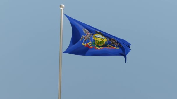 Pennsylvania Flag Flagpole Flag Fluttering Wind Usa National Flag — 图库视频影像