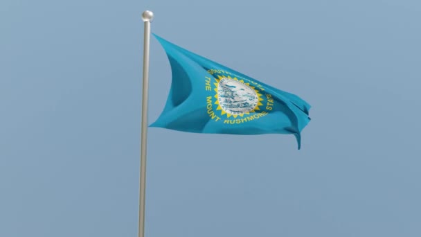 Прапор Південної Дакоти Флагштоку Вітрі Пурхає Прапор Сша Національний Прапор — стокове відео