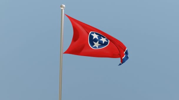 Tennessee Flag Flagpole Flag Fluttering Wind Usa National Flag — Stockvideo